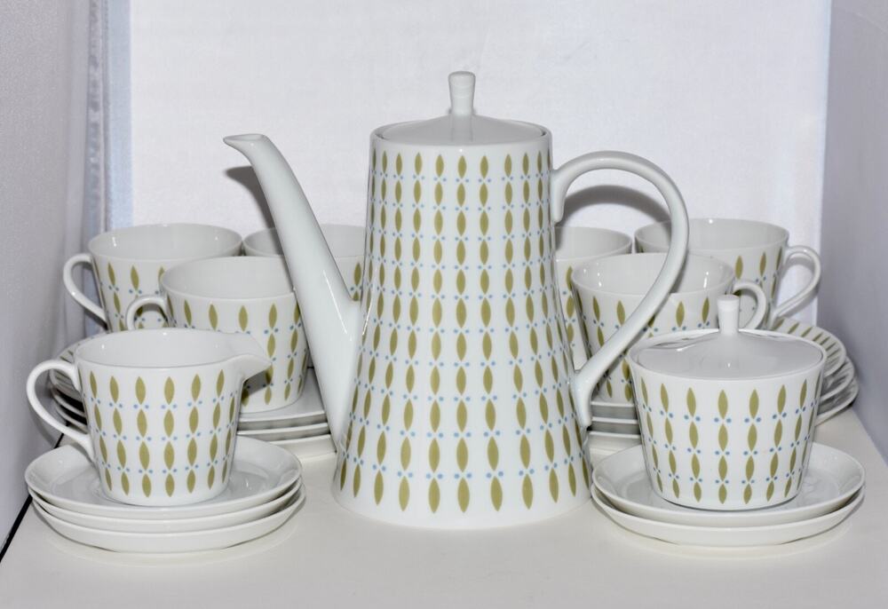 Melitta Zurich Luncheon Plates Coffee Tea Pot, Cup & Saucer 22pc MCM Modernism